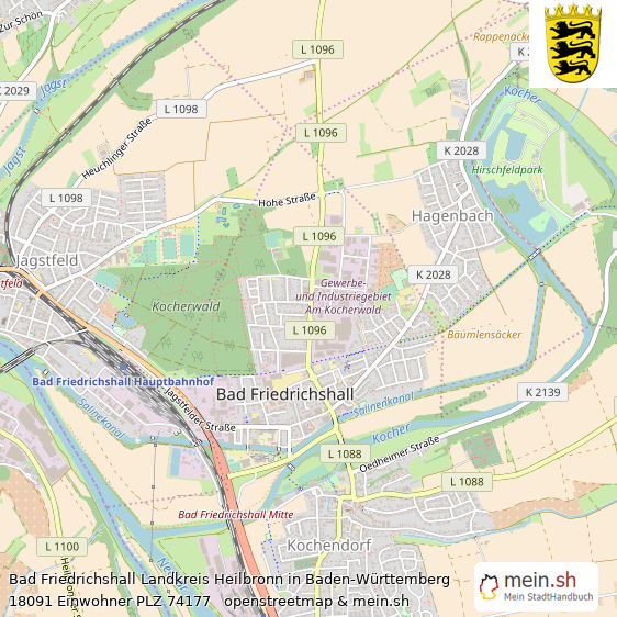 Bad Friedrichshall Landkreis Heilbronn Lageplan © Openstreetmap Contributors Bad Friedrichshall Kleinstadt Lageplan